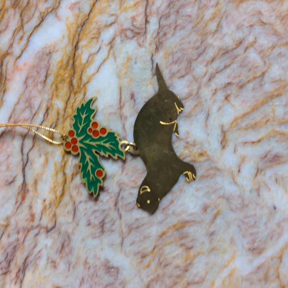 Ferret Badger with holly Ornament